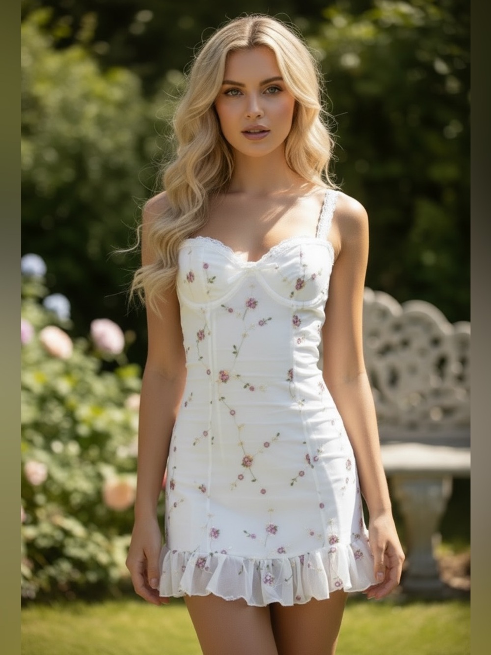 NWT XLarge Dolls Kill Sugar Thrillz I’m Baby Mini Slip Dress in White